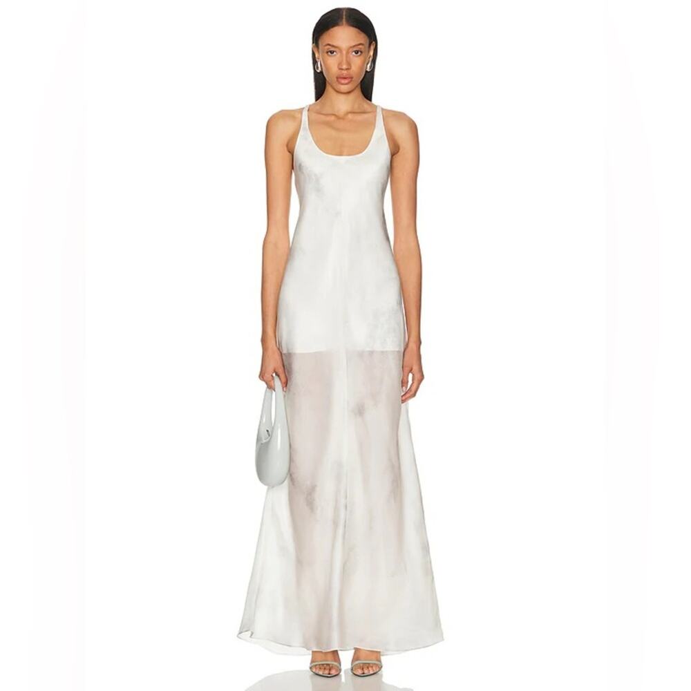 Grace Ling Silk Bias Slip Dress in Ash White L - Picture 5 of 15